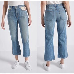 Current Elliot straight leg button‎ patchwork jeans